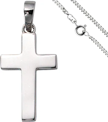 Produktbild von JOBO Anhänger Kreuz 925 Silber Kreuzanhänger Silberkreuz mit Kette 60 cm