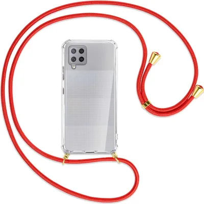 Produktbild von Handykette Backcover-Schutzhülle mit Band (Metall goldfarben) für Samsung Galaxy A42 5G - rot