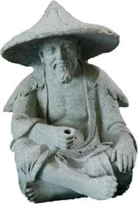 Zdjęcie produktu dla Fisherman Ornament Resin Unique Light Gray Old Man Fishing Statues for Rock Garden Ecological Fish Tank Micro Landscape