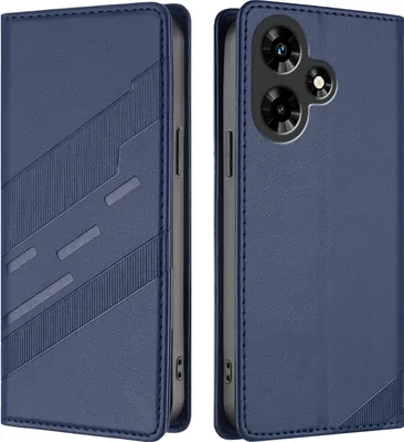 Produktbild von Hülle für Infinix Hot 30 4G, Kunstleder Brieftaschen Handyhülle mit Kartenfach und Standfunktion Blau