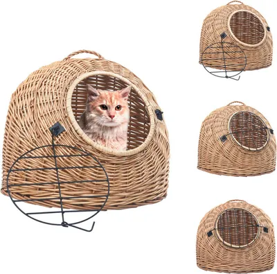 Obrázek produktu pro vidaXL Přepravní koš pro kočky 60x45x45 cm Přírodní vrba - Přepravní boxy a tašky