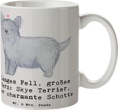 Produktbild von Mr. & Mrs. Panda Teetasse Skye Terrier - Grau Pastell - Geschenk, Hunderassen Vielfalt, Trinkbecher, Keramiktasse, Tasse, schottische Hunderasse, langer Hund, Hundefreund