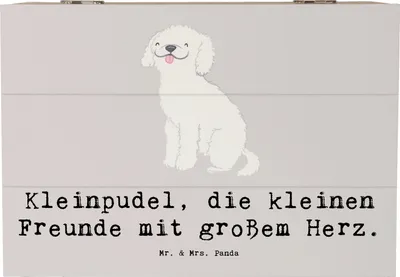 Produktbild von Mr. & Mrs. Panda Truhe Kleinpudel Liebe 22 x 15 cm - Grau Pastell - Geschenk, Familienhund, Hunderassen Eigenschaften, liebevoller Hund, Erinnerungskiste, zu Hunden