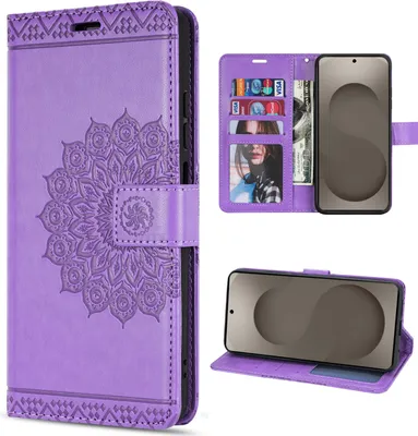Produktbild von Hülle für Samsung Galaxy S26 Ultra Handyhülle Wallet Case mit Kartenfächern Mandala Lila