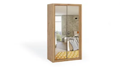 Obrázek produktu pro Skříň s posuvnými dveřmi a zrcadlem 120 BRYAN - dub artisan