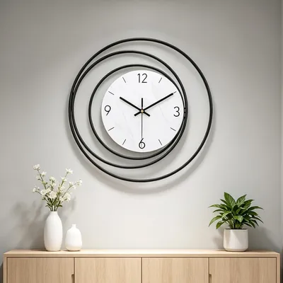 Wanduhr, leise, Quarz, 33 cm, weiß, für Wohnzimmer, Küche