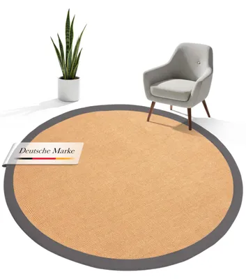 Produktbild von Sisalteppich Rund Grau Ø 80 | Moderner Teppich für Wohn- und Schlafzimmer
