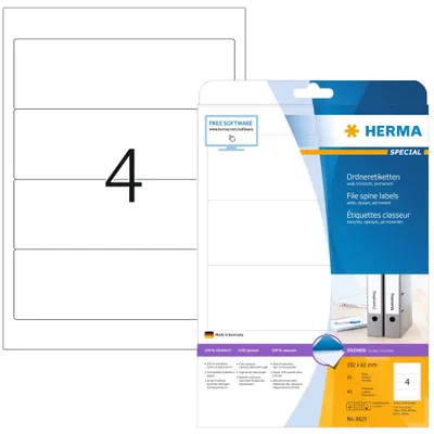 Produktbild von Ordneretiketten A4 weiß 192x61 mm Papier matt blickdicht 40 St.