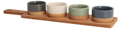 Produktbild von 4er-Set Keramik-Servierschalen Bambustablett