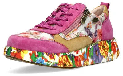 Produktbild von Laura Vita Damen Sneaker floral Leder mit Reißverschluss Pailletten NIKITO 62, Größe:40 EU, Farbe:Pink