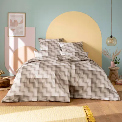 Produktbild von Estella Schweizer Premium Satin Bettwäsche 135x200 Jendrik sand  Karo 2167-180