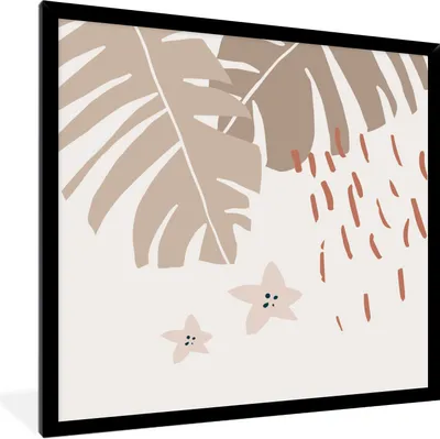 Produktbild von MuchoWow® Gerahmtes Poster Sommer - Stern - Blatt 40x40 cm - Poster mit Schwarzem Bilderrahmen Wandposter Rahmen Foto Bilder - Mit Rahmen - Wanddekoration Schlafzimmer