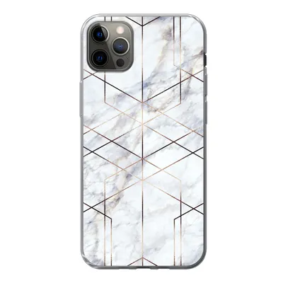 Produktbild von MuchoWow® Handyhülle Schutzhülle Hülle für iPhone 12 Pro Max Marmor - Gold - Weiß Silikon Softcase Handy Hülle - Hartschale