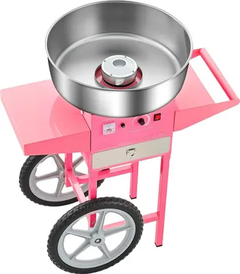 Productafbeelding van Commerciële suikerspinmachine met kar, voor het maken van suikerspin, 1000W, geschikt voor feesten