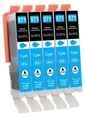 Produktbild von D&C 5X Cyan XL Druckerpatronen Kompatibel für Canon CLI-571 C für Canon PIXMA TS5053 TS5055 TS6050 TS6051 TS6052 TS8050 TS8051 TS8052 TS8053 TS9050 TS9055 MG5750 MG5751 MG5752 MG5753 MG6800