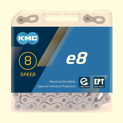 Produktbild von Schaltungskette KMC e8 EPT für E-Bike 1/2" x 3/32", 122 Glieder, 7,3mm, 8-f.