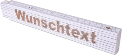 Produktbild von TE-Trend 2m Zollstock Gravur Meterstab Metermaß Gliedermaßstab Maßstab Wunschtext Namen Text 20 Zeichen Geschenk Weiß