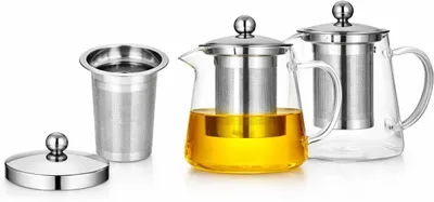 Produktbild von Teekanne 750 ml, Borosilikatglas, Abnehmbarer Teesieb, Hitzebeständig, Für losen Tee