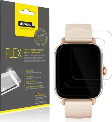 Produktbild von 2x Schutzfolie für Amazfit GTS 3 Folie, 100% Displayabdeckung, dipos Flex