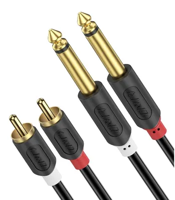 Zdjęcie produktu dla Kabel audio jack 6,35 mm na 2x RCA - Pozłacane złącza - 1,8 m - Dwukierunkowa