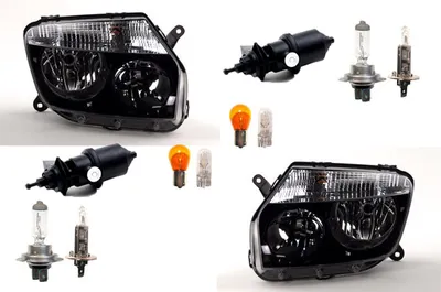 Produktbild von Johns, Scheinwerfer schwarz passend für Dacia Duster Leuchtm. Links Rechts + Stellmotor 8200211014 7700421671 6001546791 260609879R 260609877R 2601018