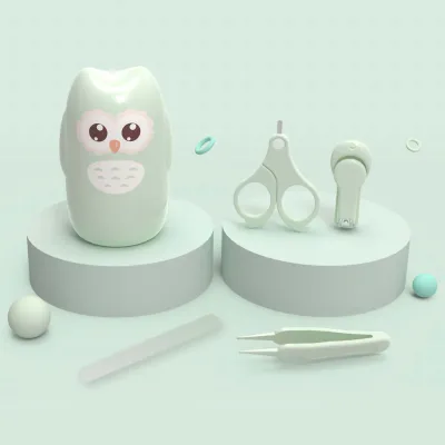 Produktbild von Baby-Nagelknipser-Maniküre-Set mit niedlichem Etui für Neugeborene, Kleinkinder, Kinder, Eulenknipser-Set: Mintgrün