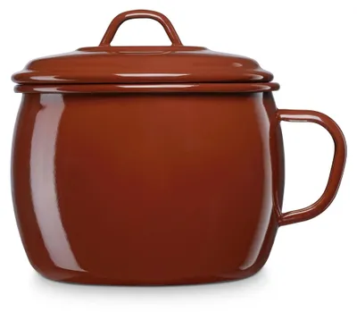 Produktbild von Briebe Terra Kasserolle Kochtopf Stahl Emailliert 12 cm mit Deckel, 1,3 L Induktion Vintage Braun