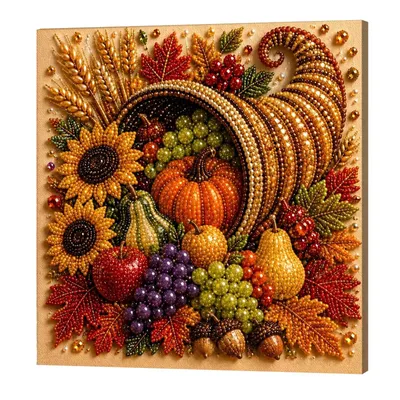 Produktbild von 3D DIY Diamond Painting Set, Kürbis & Früchte, Herfstmotive für Erwachsene & Anfänger, 20 x 20 cm -A
