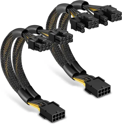 Productafbeelding van Voedingskabel - Verlengkabel GPU - PC Bouwen - Twee Aansluitingen - 23 cm - Zwart