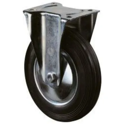 Produktbild von BS Rollen BS Transportrolle L410, Bockrolle, Rad-Ø 125 mm, Tragkr. 100 kg, Rollenlager, Lauffl. Gummi schwarz, Radk. Stahlfelge