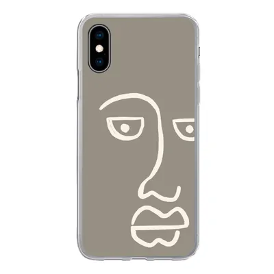 Produktbild von MuchoWow® Handyhülle Schutzhülle Hülle für iPhone X Gesicht - Abstrakt - Strichzeichnung Silikon Softcase Handy Hülle - Handyhülle