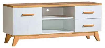 Produktbild von TV - Unterschrank Panduros 05, Farbe: Kiefer Weiß / Eiche Braun - Abmessungen: 56 x 135 x 40 cm (H x B x T)