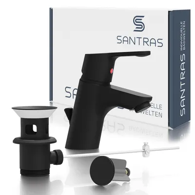 Produktbild von SANTRAS® Waschtischarmatur Magis in Schwarz-Matt inkl. Ablaufgarnitur