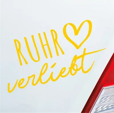 Produktbild von Auto Aufkleber Ruhr verliebt Herz Fluss River Wasser Water Liebe Car 19x10 cm Gelb Sticker Heckscheibenaufkleber