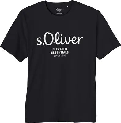 Produktbild von s.Oliver Übergrößen T-Shirt schwarz Logo-Frontprint