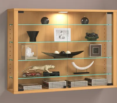 Produktbild von VCM Glasvitrine hängend | Vitrine Glas mit ESG-Sicherheitsglas | Maße: H. 60 x B. 83 x T. 18 cm | Hängevitrine Glas | Modern und platzsparend | Glas Vitrinenschrank - Vitrosa L