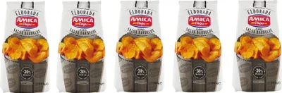 Produktbild von 5x Amica Chips Eldorada Salsa Barbecue Kartoffelchips gesalzen mit Geschmack der Barbecue-Sauce glutenfreie knusprige Kartoffel chips 130g