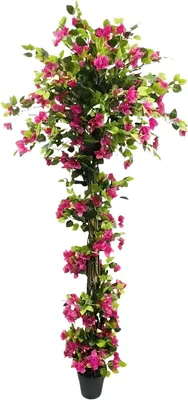 Productafbeelding van Kunstplant Bougainvillea, 210 cm - Kunstbloem met houten stam en roze bloemen - Geschikt voor binnen- en buitendecoratie