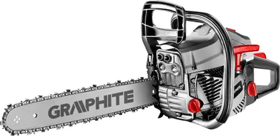 Obrázek produktu pro Benzínová řetězová pila GRAPHITE 2kW 2,7HP, lišta 18", objem 52 cm3, dvoutaktní spalovací motor, lišta 45 cm, automatický spínač sání, objem nádrže 550 cm³, hmotnost 5,35 kg