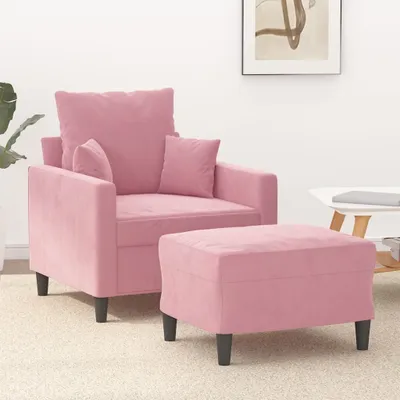Produktbild von Möbel Sessel mit Hocker Rosa 60 cm Samt DE3251