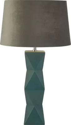 Produktbild von Tischleuchte Keramik Stoff E27 D: 35 cm rund 61 cm Blau Grau Retro Keramikleuchte