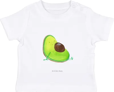 Produktbild von Mr. & Mrs. Panda Babyshirt Avocado Schwangerschaft 12. - 18. Monat - Weiß - Geschenk, Baby, Organic Shirt,  T-Shirt, Kinder, Liebe, Öko, Schwanger, Oberteil, Geburt
