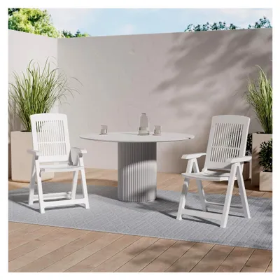 Produktbild von 2er Set verstellbare Gartenstühle Klappstuhl Hochlehner Kunststoff Weiß