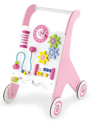 Produktbild von Lauflernwagen aus Holz mit Aktivitäten Viga Pink