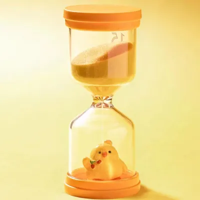 Productafbeelding van Zandloper 15 minuten, Gele kinderzandloper met hen, Visuele timer voor kinderen