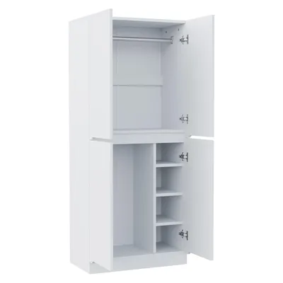 Immagine prodotto di okwish Armadio Armadio a due ante, Armadio con scomparti grandi e piccoli, Armadio laccato liscio, Bianco