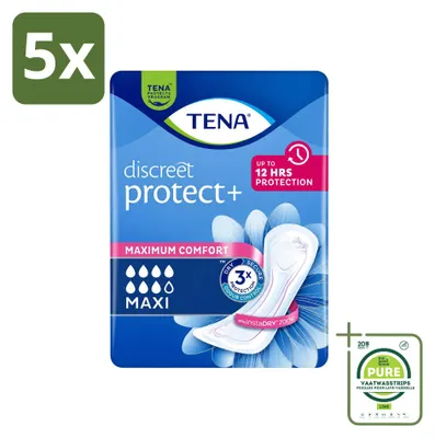 Immagine prodotto di 5 assorbenti per incontinenza TENA Discreet Maxi, per una forte incontinenza urinaria - confezione grande - 5 pezzi