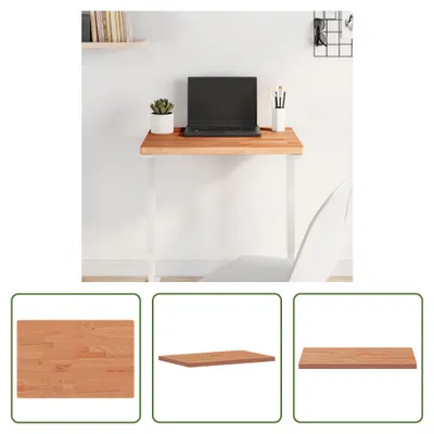 Productafbeelding van De Living Store tafelblad, 60x40x2,5 cm, rechthoekig, massief beuken hout