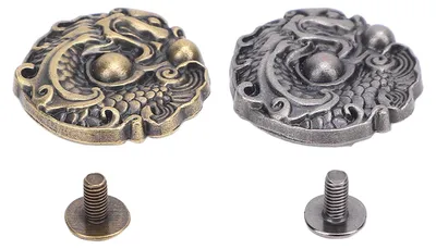 Productafbeelding van 2 metalen knopen met een drakenmotief, 24 mm, zinklegering, vintage kledingdecoratie