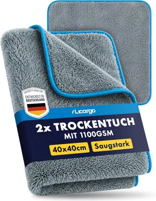 Productafbeelding van Microvezel schoonmaakdoeken, 2 stuks, 1100 g/m², pluisvrij, geschikt voor auto's en polijsten